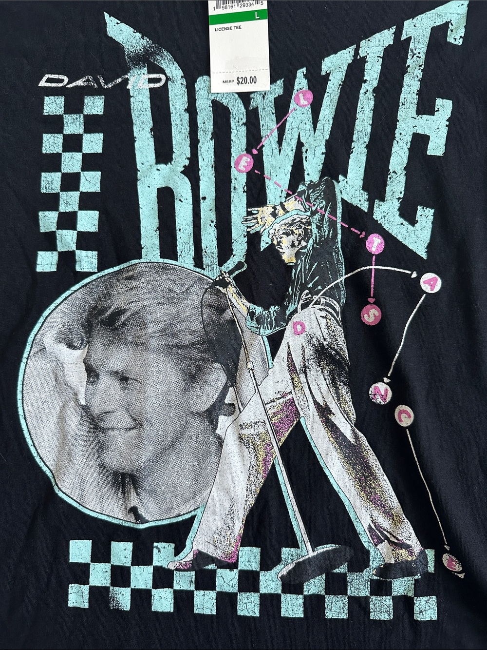 David Bowie Black Graphic Tee with Teal & Pink Accents - Picture 2 of 2